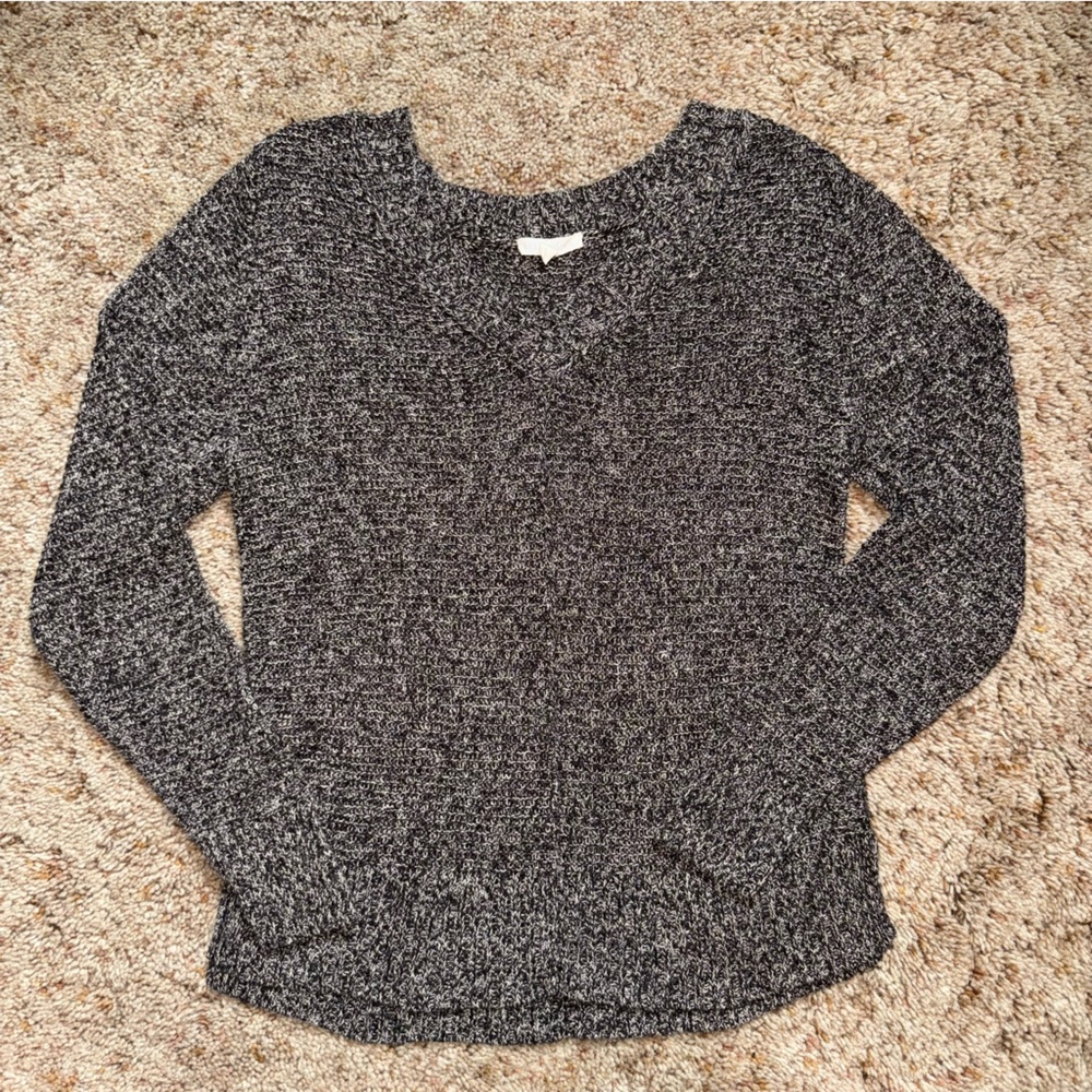 Eileen Fisher 100% Linen Black + Brown Soft Knit Sweater